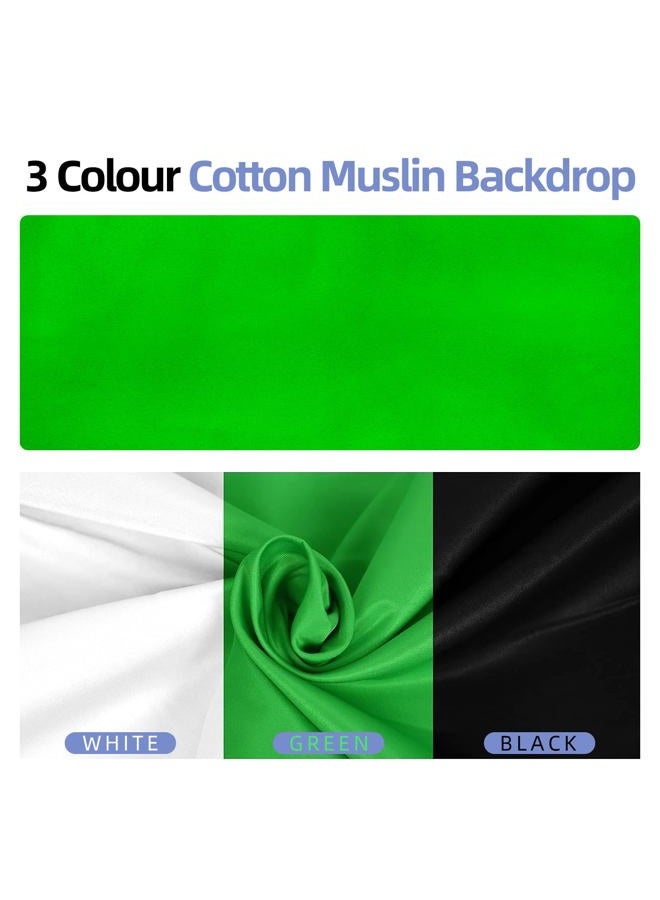 EMART Photo Video Studio Backdrop Stand Kit, 8.5x10ft Adjustable Photography Greenscreen Support System with 3 Polyester Backgrounds for Photoshoot (Black White Green) - Image 5