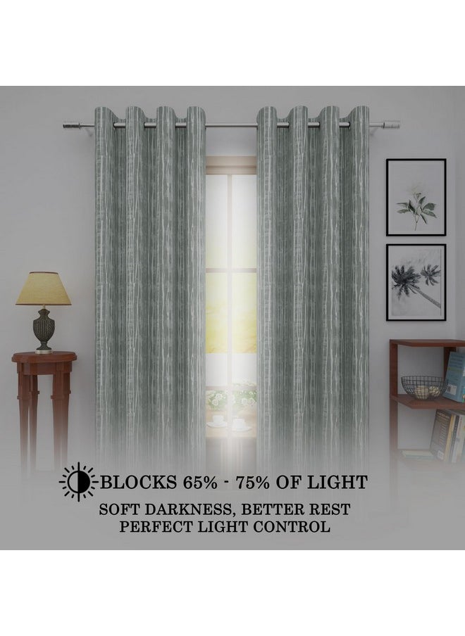 Story@Home Story@Home Window Room Darkening Curtains 5 Feet Long Set of 2 | Stripes Design Curtain for Window | Thermal Insulated Curtains | Curtains for Living Room | (116 X 152 cm, Grey)  - Image 3