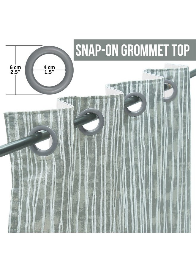 Story@Home Story@Home Window Room Darkening Curtains 5 Feet Long Set of 2 | Stripes Design Curtain for Window | Thermal Insulated Curtains | Curtains for Living Room | (116 X 152 cm, Grey)  - Image 5
