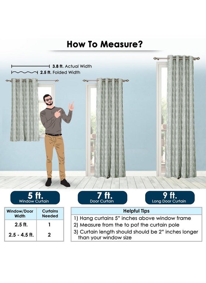 Story@Home Story@Home Window Room Darkening Curtains 5 Feet Long Set of 2 | Stripes Design Curtain for Window | Thermal Insulated Curtains | Curtains for Living Room | (116 X 152 cm, Grey)  - Image 2