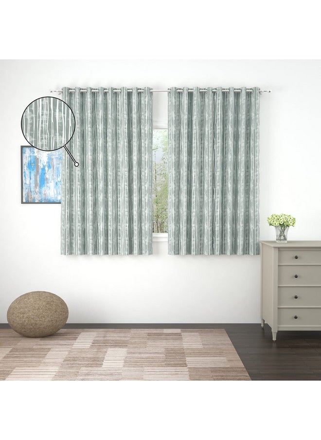 Story@Home Story@Home Window Room Darkening Curtains 5 Feet Long Set of 2 | Stripes Design Curtain for Window | Thermal Insulated Curtains | Curtains for Living Room | (116 X 152 cm, Grey)  - Image 4