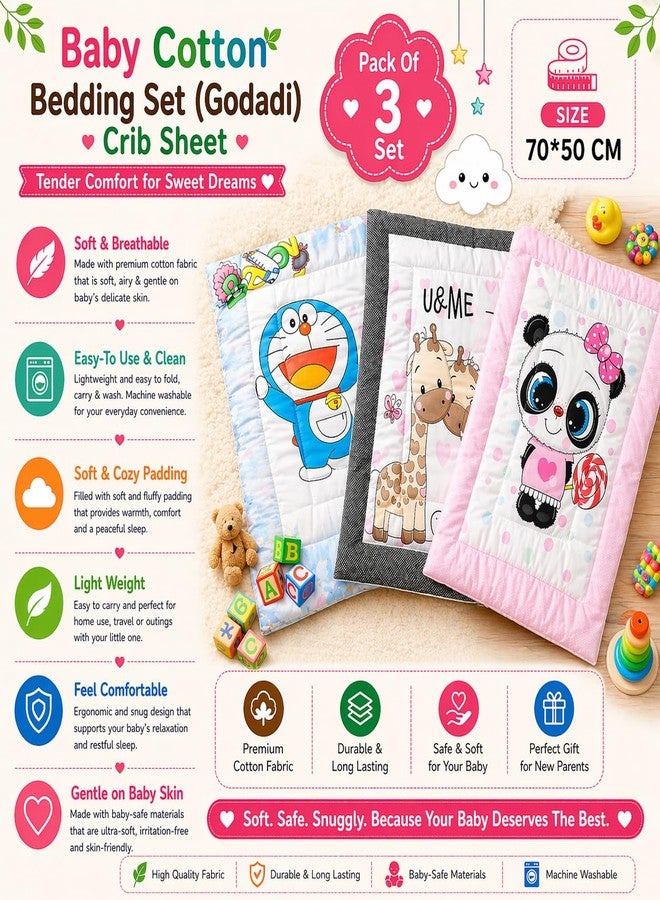 FRIDO Baby Godadi Pack of 3, Soft Cotton, Multicolor Cartoon Print, 20x30 Inch, Newborn Bedding Mat Set (FR_Godadi_6-7-8) - Image 5