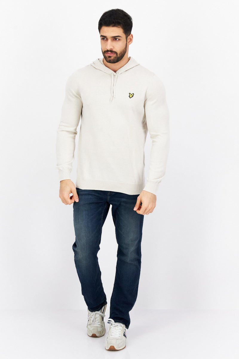 Lyle & Scott سويت شيرت بغطاء رأس بأكمام طويلة للرجال، كريمي - Image 3