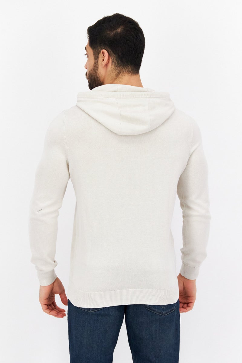 Lyle & Scott سويت شيرت بغطاء رأس بأكمام طويلة للرجال، كريمي - Image 2