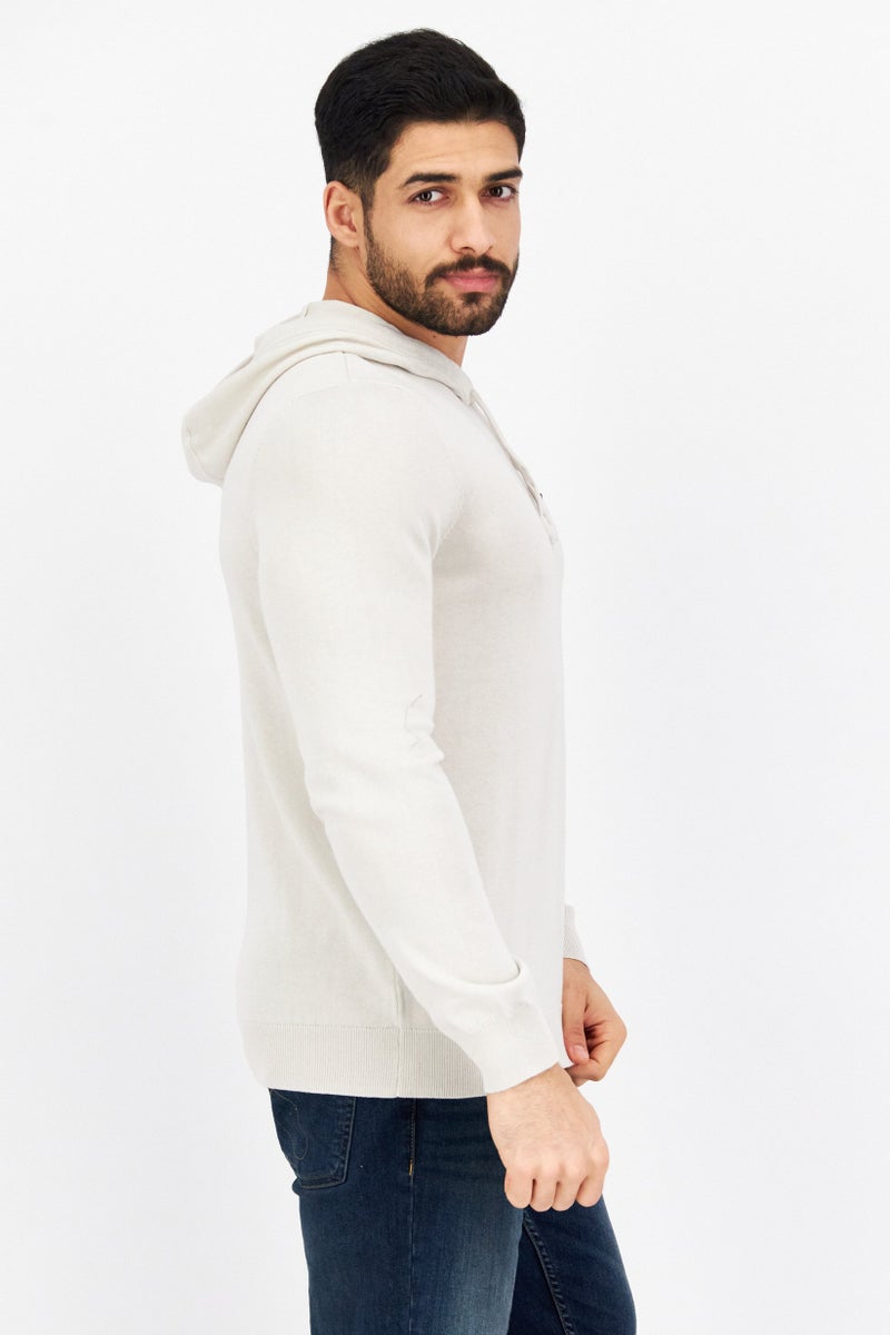 Lyle & Scott سويت شيرت بغطاء رأس بأكمام طويلة للرجال، كريمي - Image 4