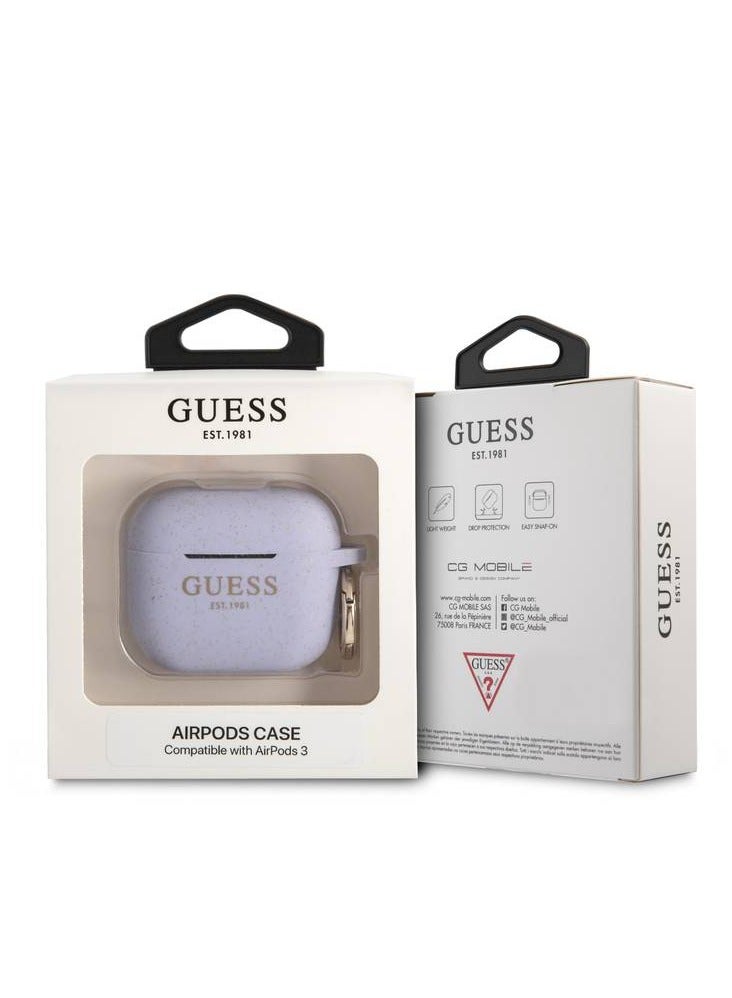 GUESS Silicone Glitter Case with Ring for Airpods 3 - Purple  - Image 2
