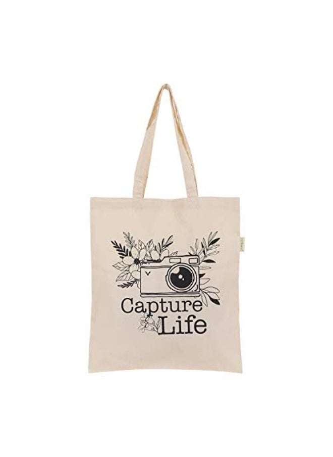 earthsave earthsave Canvas Tote Bag for Women | Printed Multipurpose Cotton Bags | Cute Hand Bag for Girls (Capture Life, Capture Life)  - Image 1