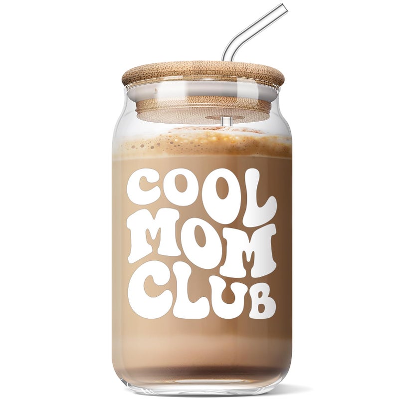 AGOT Mothers Day Gifts for Mom  Funny Mom Gifts from Daughter or Son Mom Birthday Gifts Ideas Christmas Day Gifts for Mother in Law Step Bonus New Mom Cool Mom Club 16 Oz Coffee Glass