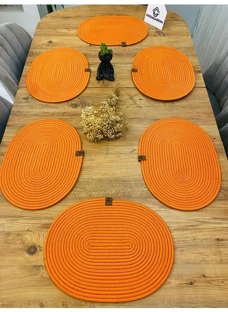 BDZ Deri BDZ Leather Jute Wicker American Service Oval Base 6 Pieces