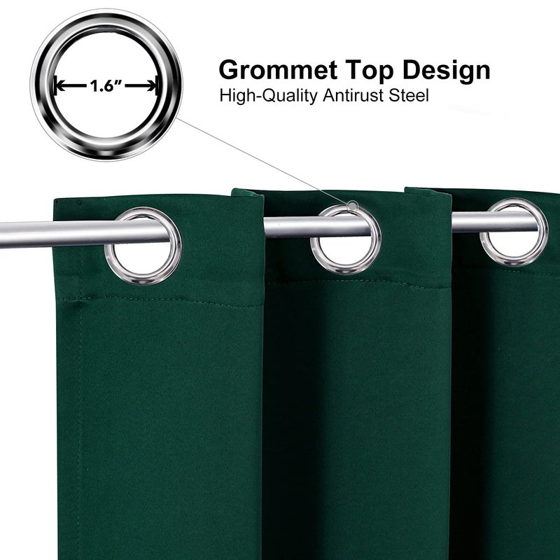ChrisDowa Grommet Blackout Curtains for Bedroom and Living Room - 2 Panels Set Thermal Insulated Room Darkening Curtains (Forest Green, 38W x 54L) - Image 2