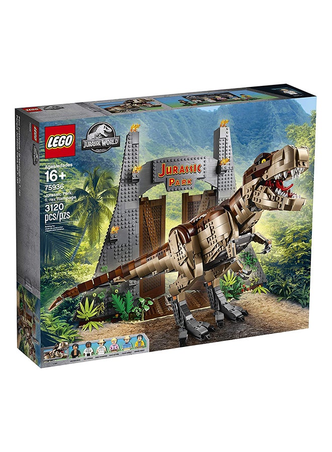ليغو مجموعة لعبة بناء تي تريكس رامبيدج من فيلم "Jurassic World" بأبعاد 22.91 × 18.9 × 4.88 بوصة مكونة من 3120 قطعة طراز 75936 - Image 5
