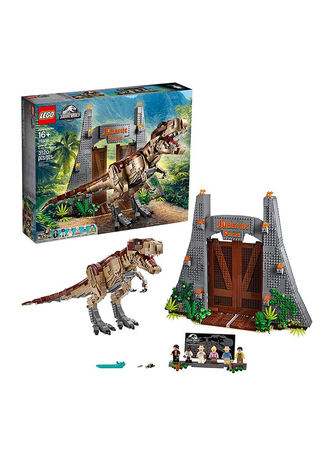 ليغو مجموعة لعبة بناء تي تريكس رامبيدج من فيلم "Jurassic World" بأبعاد 22.91 × 18.9 × 4.88 بوصة مكونة من 3120 قطعة طراز 75936 - Image 1