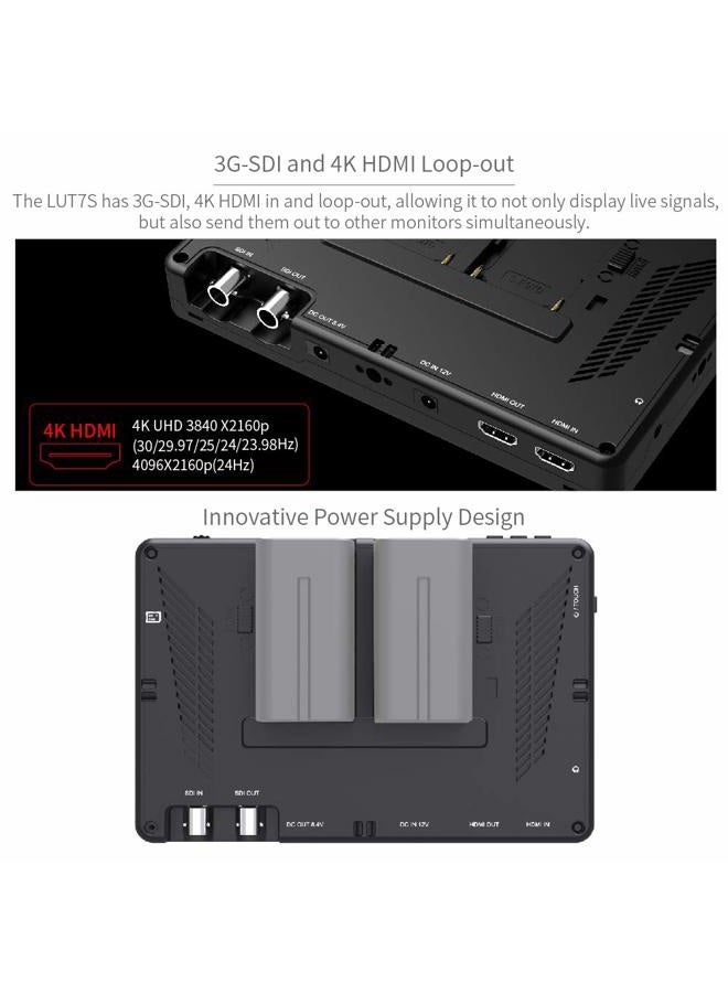 Feelworld LUT7S 7" 3D LUT 4K HDMI and SDI Monitor 2200nits Touch Screen DSLR Camera Field Monitor with Waveform VectorScope Histogram - Image 5