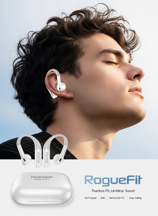 Faster RogueFit Open Ear Sports Earbuds with Earhooks, BT 5.4- ENC 13mm Dynamic Driver 10H Playtime 500mAh Case- IPX4 Waterproof Type-C Fast Charging Touch Control Sports Running Fitness Gym Workout– Compatible with iPhone and Android - Image 2