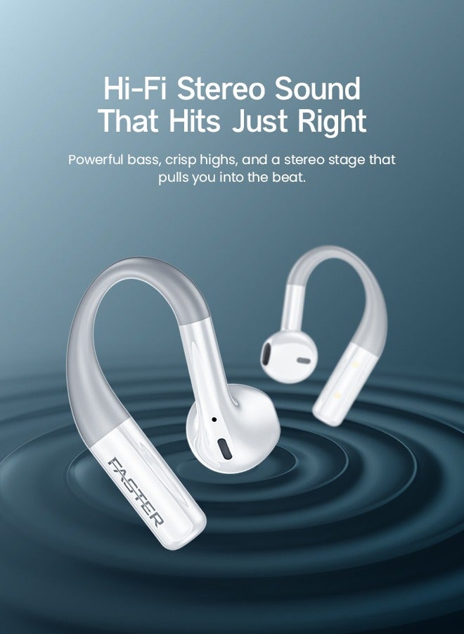 Faster RogueFit Open Ear Sports Earbuds with Earhooks, BT 5.4- ENC 13mm Dynamic Driver 10H Playtime 500mAh Case- IPX4 Waterproof Type-C Fast Charging Touch Control Sports Running Fitness Gym Workout– Compatible with iPhone and Android - Image 5