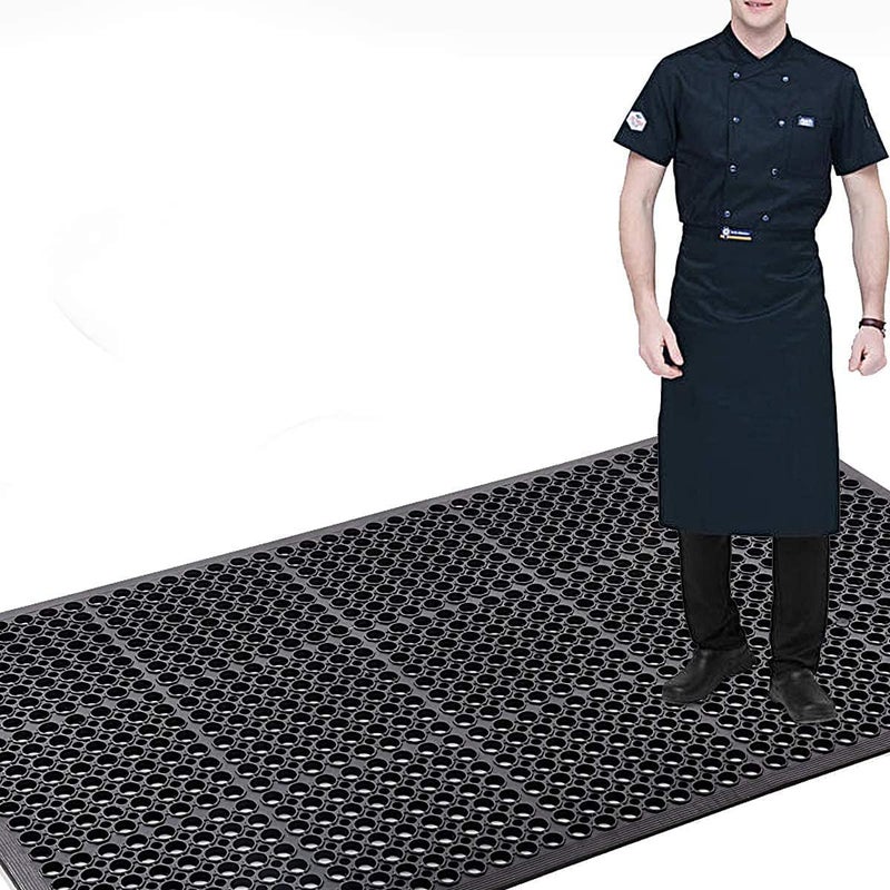 jxgzyy jxgzyy 83x35 Commercial AntiFatigue Drainage Rubber Matting NonSlip Rubber Drainage Mat Commercial Kitchen Floor Mat Rubber Mat with Holes for Wet Area Use Black 