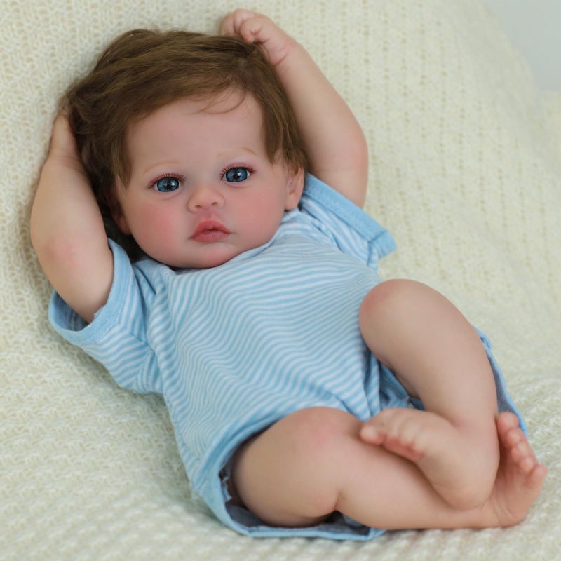 SCOM 18-Inch Reborn Baby Dolls Boy - Realistic Newborn Baby Doll, Lifelike Weighted Soft Body, Adorable Poseable Real Life Doll with Accessories â€“ for Kids Age 3+ & Collectors Gift - Image 1