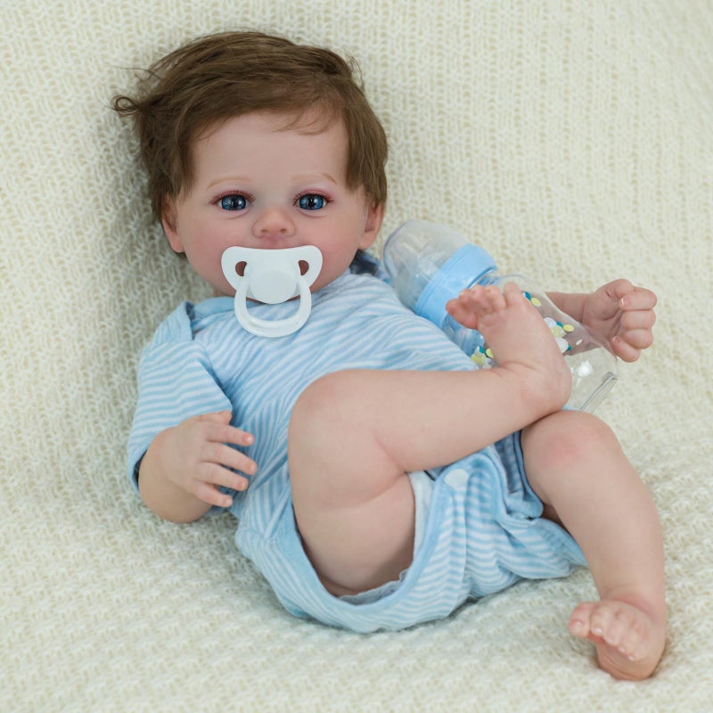 SCOM 18-Inch Reborn Baby Dolls Boy - Realistic Newborn Baby Doll, Lifelike Weighted Soft Body, Adorable Poseable Real Life Doll with Accessories â€“ for Kids Age 3+ & Collectors Gift - Image 2