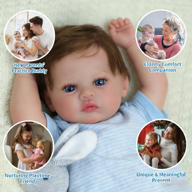 SCOM 18-Inch Reborn Baby Dolls Boy - Realistic Newborn Baby Doll, Lifelike Weighted Soft Body, Adorable Poseable Real Life Doll with Accessories â€“ for Kids Age 3+ & Collectors Gift - Image 5