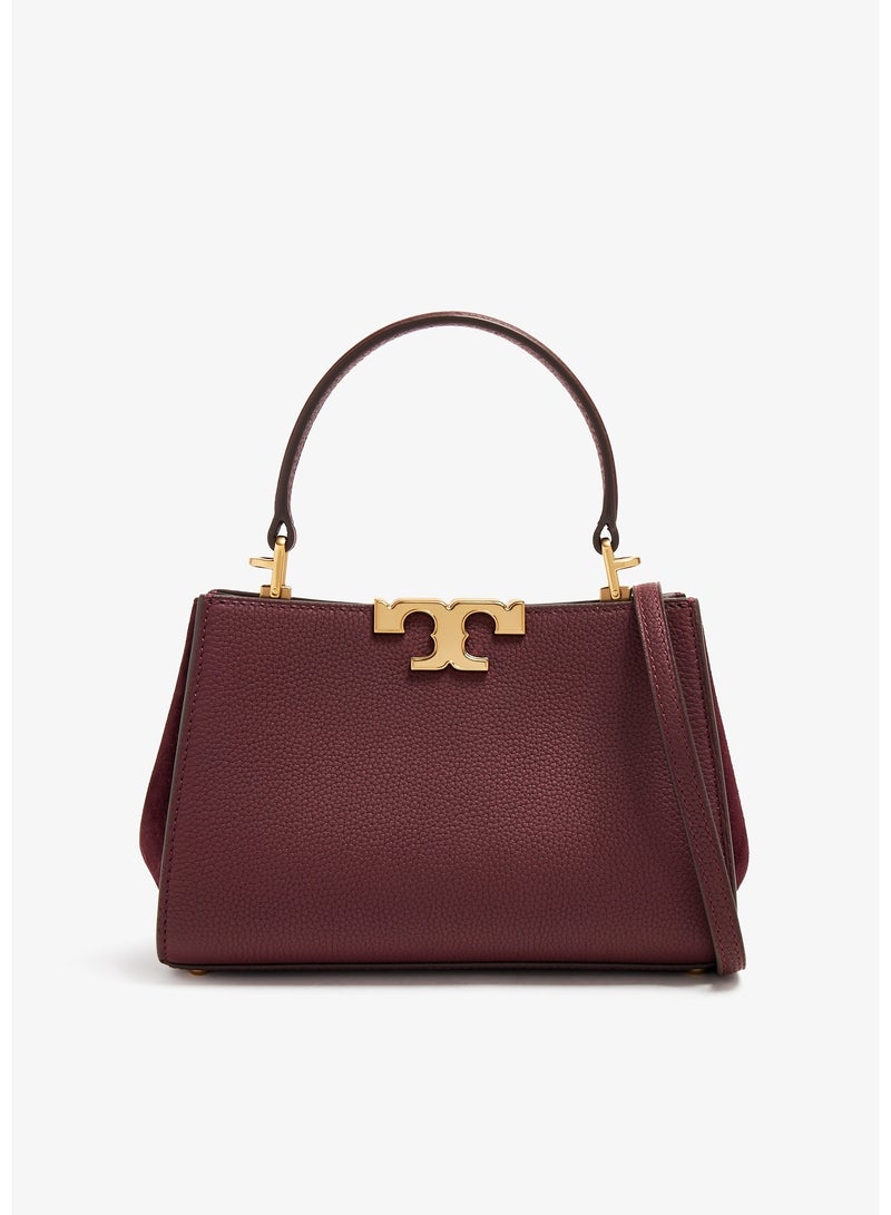 Burch Tory Burch Mini Eleanor Leather Satchel Bag, Women's Cross Body Bag, Women's Tote Bag, Women's Hand Bag, Women's Shoulder Bag, Women's Travel Bag, Maroon-Red-20cm - Image 1