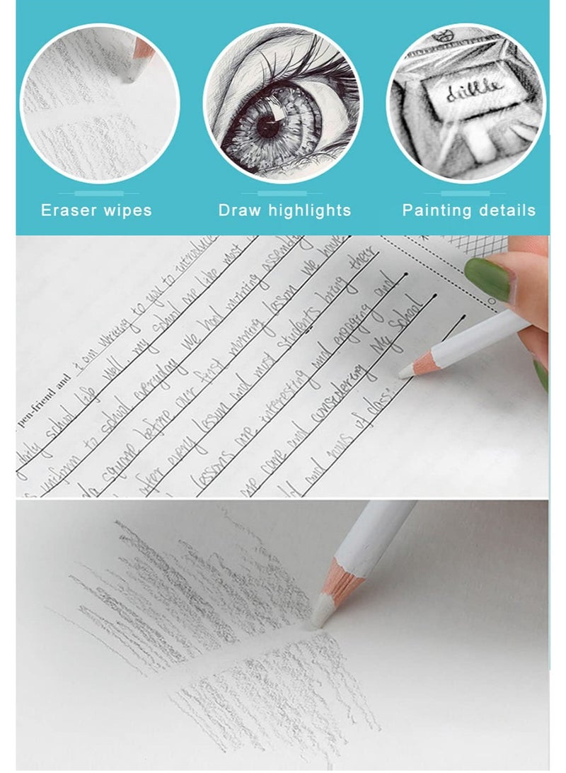 Eraser Pencils Set for Artists, Wooden Sketch Professional Highlight Painting Eraser Pen for Sketching Charcoal Drawings, Revise Erasing Details for Students Limner, 10PCS - Image 5