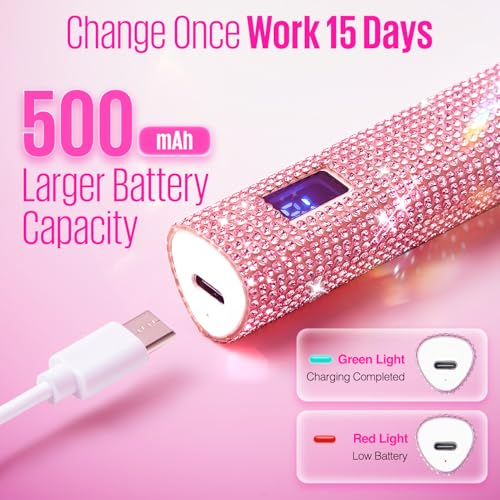 MEFA UV Light for Gel Nails, Pink Glitter Handheld Nail Lamp Visible LED Timer Touch Screen, Cordless Nail Light for Gel Nail Polish Stickers Strips, Gifts for Women - Image 3