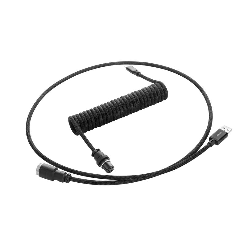 CableMod Pro Coiled Keyboard Cable (Midnight Black, USB A to USB Type C, 150cm) - Image 1