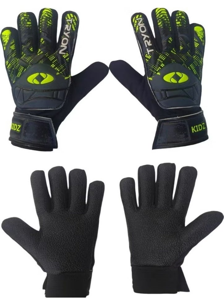 Tryon Kidz Neon Black Children's Goalkeeper Gloves - Image 3