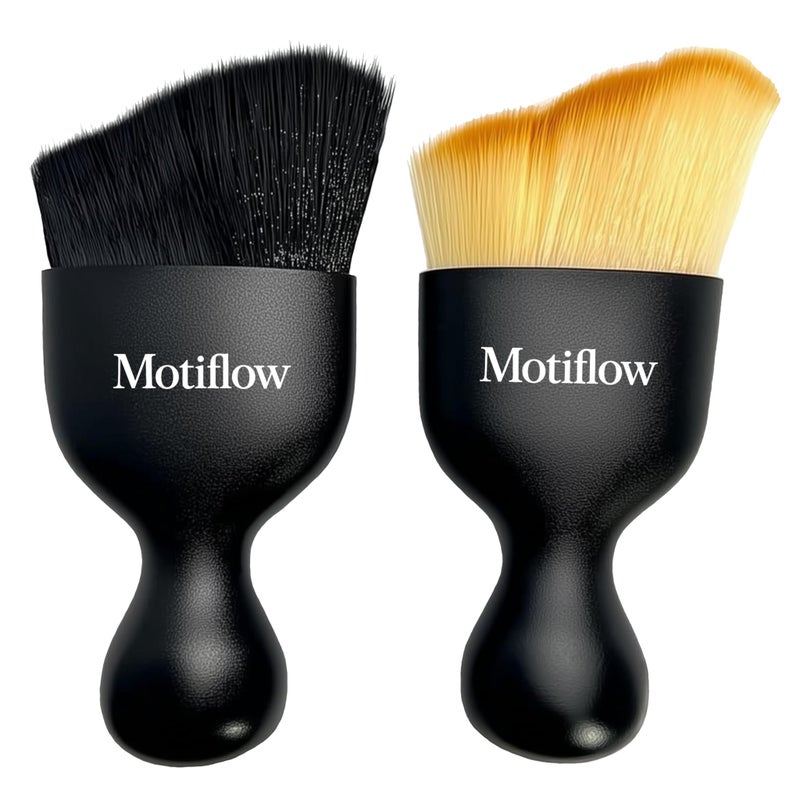 Motiflow 2 PCS Car Interior Detailing Brush Car Detailing Supplies Soft Bristle Detailing Brush Car Interior Cleaning Tool Auto Detailing Brush Car Dashboard Cleaning Duster Brush BlackYellow - Image 3