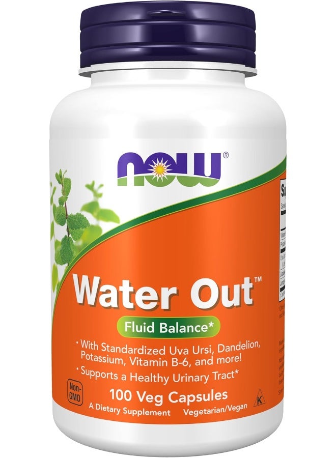 now Now Foods Water Out 100 Veg Capsules Fluid Balance Supplement With Standardized Uva Ursi Dandelion Potassium Vitamin B-6 And More Supports A Healthy Urinary Tract. - Image 1