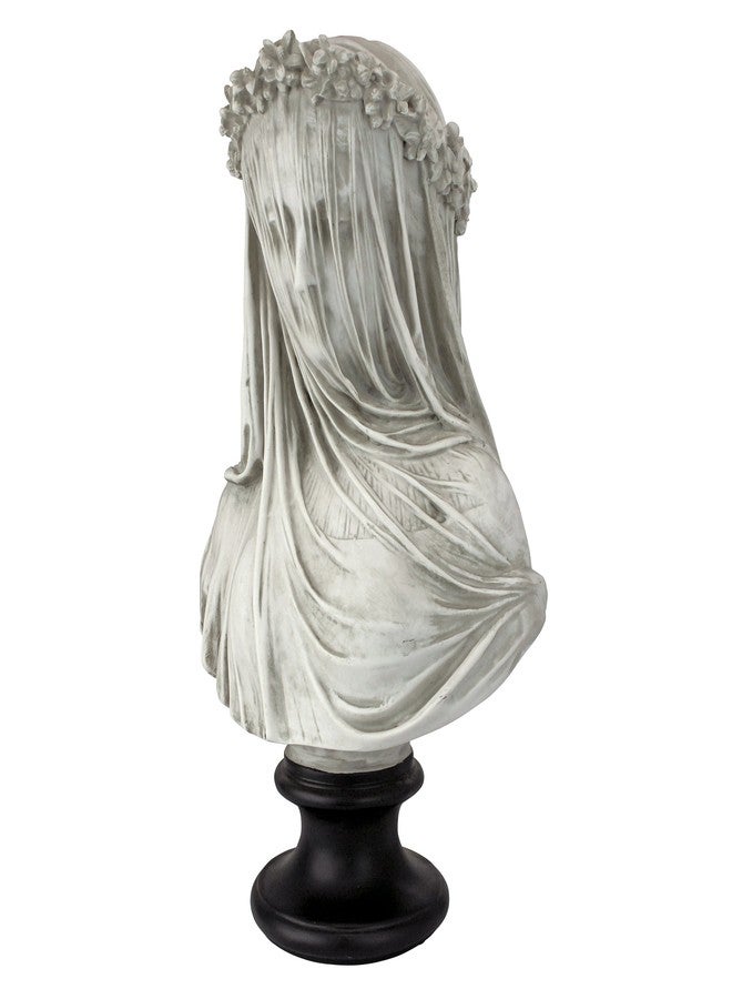 Design Toscano Veiled Maiden Indoor Bust Statue, 9 Inch Wide, 14 Inch Tall, Cast Stone Resin, Antiqued White Finish with a Black Painted Base - Image 2
