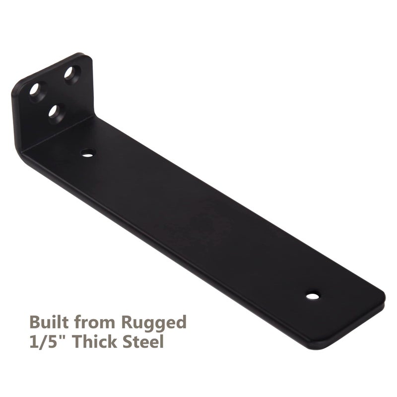 Neodrop 8-Pack 12 Inch Floating Shelf Brackets  Heavy Duty Hidden Shelves Bracket For Small Shelf  Kitchen Shelf  Nursery Shelf  Black Powder Coated Steel - Image 3