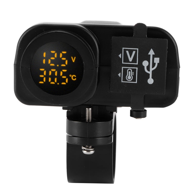 Motorcycle Voltmeter Charger 5V/4.2A Dual USB Output High Charging Efficiency - Digital Voltmeter with On/Off Button Built-In Fuse for Outdoor Use - Image 3