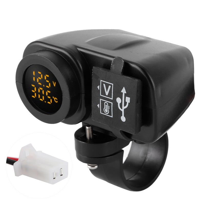 Motorcycle Voltmeter Charger 5V/4.2A Dual USB Output High Charging Efficiency - Digital Voltmeter with On/Off Button Built-In Fuse for Outdoor Use - Image 2