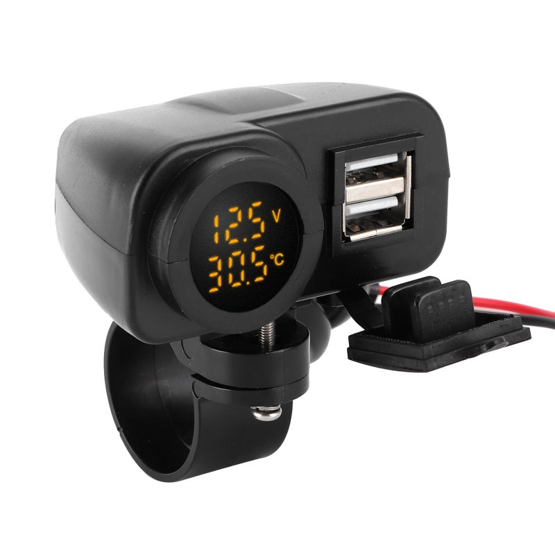 Motorcycle Voltmeter Charger 5V/4.2A Dual USB Output High Charging Efficiency - Digital Voltmeter with On/Off Button Built-In Fuse for Outdoor Use - Image 4