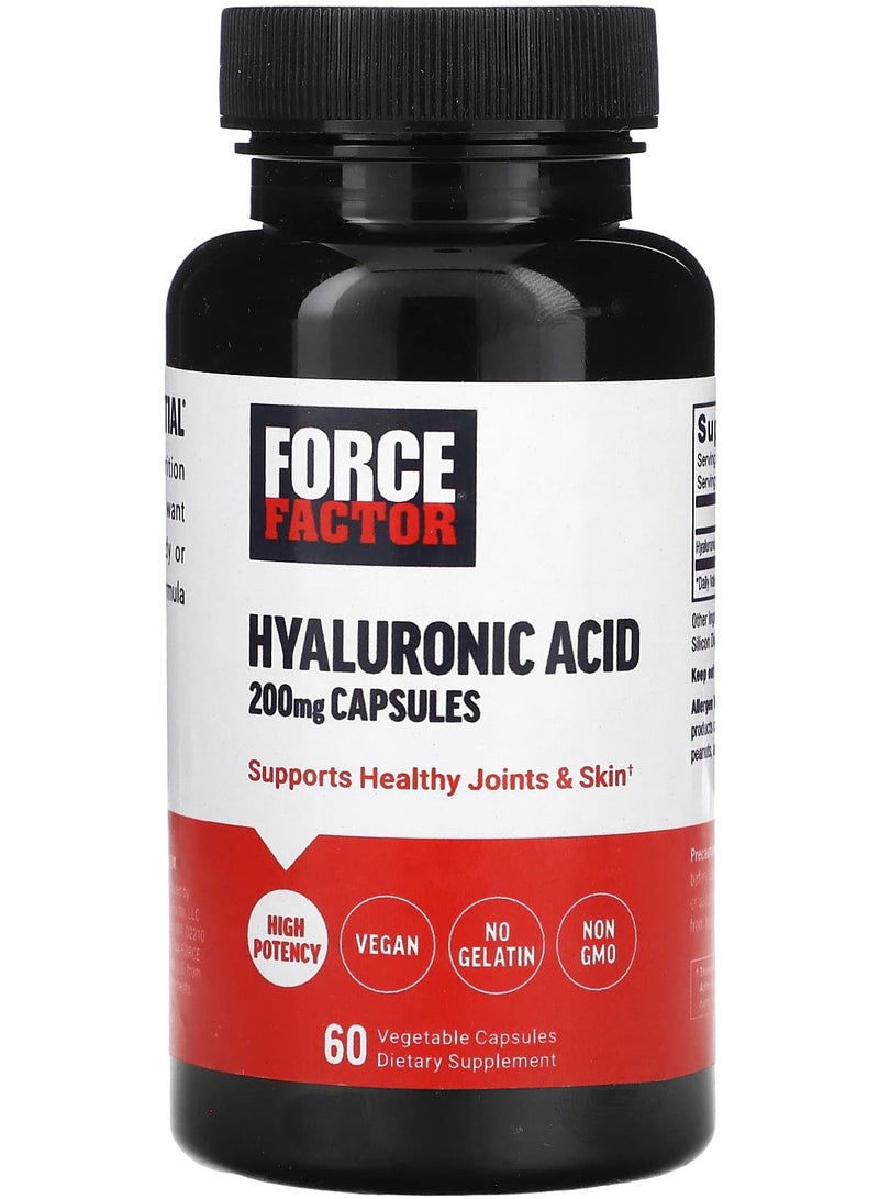Force Factor Hyaluronic Acid 200 mg 60 Vegetable Capsules