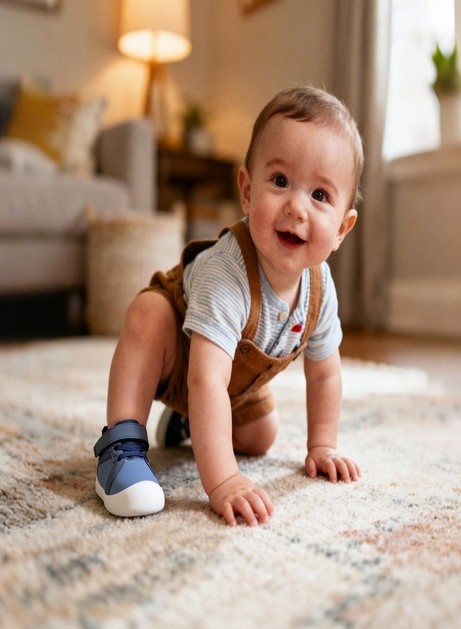 أحذية أطفال من Ukicbaby، أحذية مشي أولى للأولاد والبنات، واسعة، بدون كعب، خفيفة الوزن، مانعة للانزلاق، ناعمة، ذات رقبة عالية، أحذية رياضية للأطفال الصغار، لون كحلي، مقاس 4 أمريكي، من 6 إلى 12 شهرًا - Image 2