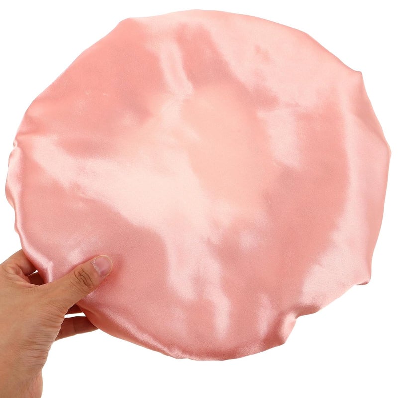 Double Layer Waterproof Satin Shower Cap for Women, 4pcs Rainbow Pink and Black, Reusable Plastic Hair Cap with Eva Lining for Bathing and Kitchen Use - Image 4