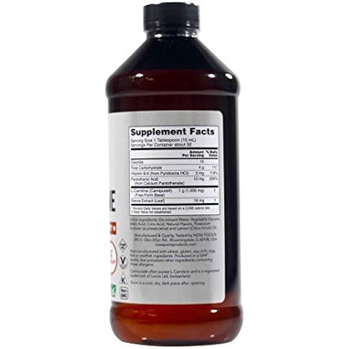 now L-Carnitine Liquid Citrus Flavor 1000 mg - 16 oz. - Image 2