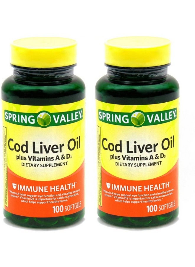 وادي الربيع - زيت كبد السمك مع فيتامين أ و د 100 كبسولة لينة (عبوة من 2)