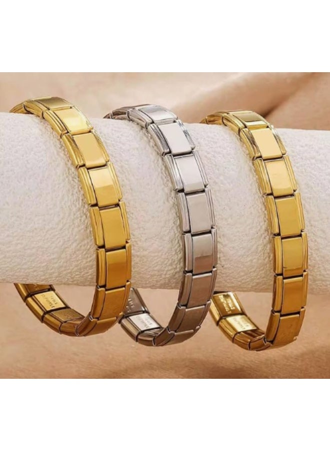 سوار ذهبي كلاسيكي من الفولاذ المقاوم للصدأ بتصميم إيطالي للرجال والنساء مقاس 9 ملم - Image 3