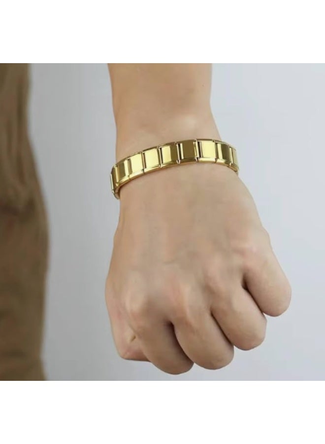 سوار ذهبي كلاسيكي من الفولاذ المقاوم للصدأ بتصميم إيطالي للرجال والنساء مقاس 9 ملم - Image 4