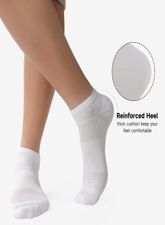 BAMBOO COOL جوارب بامبو كول الرجالية للكاحل، رياضية مبطنة، ماصة للرطوبة، جوارب للجري، داعمة لقوس القدم، جيدة التهوية، عبوة من 8 جوارب، أبيض × 8، مقاس كبير - Image 4
