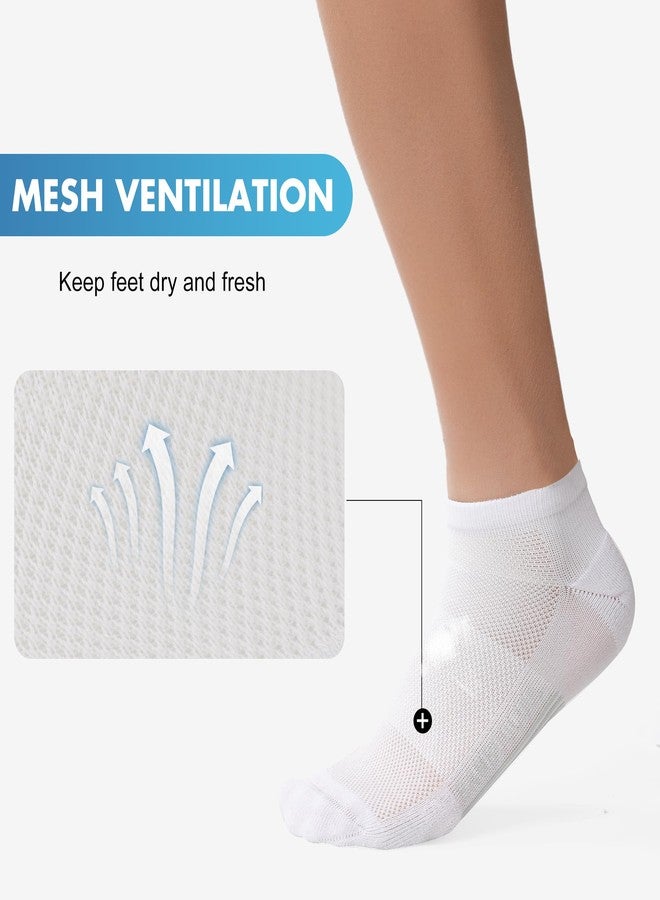BAMBOO COOL جوارب بامبو كول الرجالية للكاحل، رياضية مبطنة، ماصة للرطوبة، جوارب للجري، داعمة لقوس القدم، جيدة التهوية، عبوة من 8 جوارب، أبيض × 8، مقاس كبير - Image 3