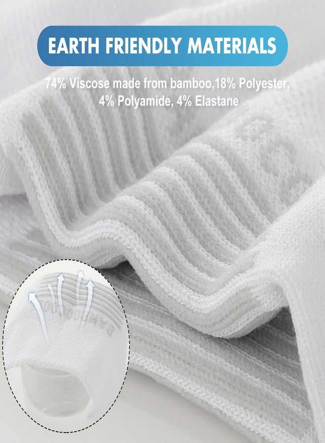 BAMBOO COOL جوارب بامبو كول الرجالية للكاحل، رياضية مبطنة، ماصة للرطوبة، جوارب للجري، داعمة لقوس القدم، جيدة التهوية، عبوة من 8 جوارب، أبيض × 8، مقاس كبير - Image 5