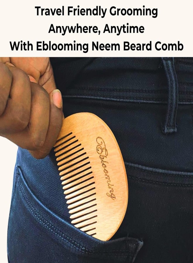 Eblooming Beard Comb: Neem Wooden Comb for Hair and Beard Styling | Infused with Nourishing Neem Oil for Superior Detangling, Frizz Control, and Enhanced Shine | Lightweight, Pocket-Sized, and Elegant Design - Image 4
