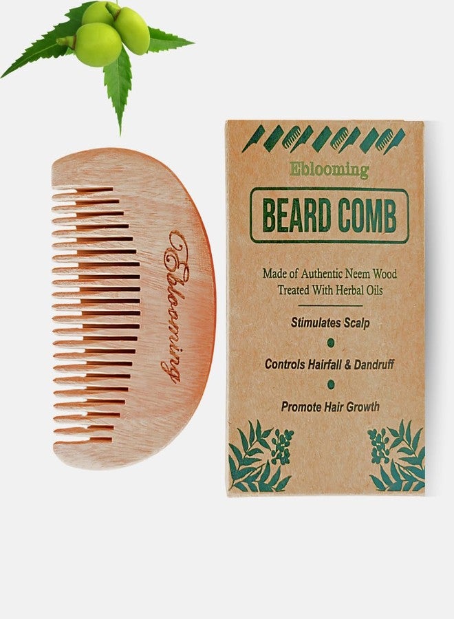 Eblooming Beard Comb: Neem Wooden Comb for Hair and Beard Styling | Infused with Nourishing Neem Oil for Superior Detangling, Frizz Control, and Enhanced Shine | Lightweight, Pocket-Sized, and Elegant Design - Image 1