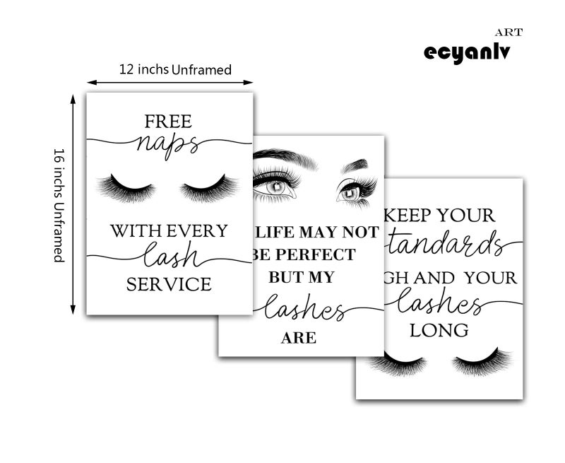 Ecyanlv Beauty Salon Wall Decor Eyelashes Guide Poster Makeup Wall Art Decor Esthetician Gift Canvas Print Lash Bundle Fashion Wall Art Modern Artwork for Teen Girls Room 12x16x3 inch No Frame - Image 5