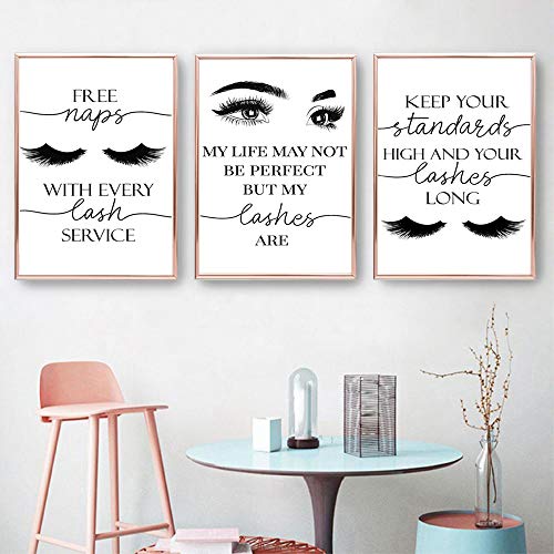 Ecyanlv Beauty Salon Wall Decor Eyelashes Guide Poster Makeup Wall Art Decor Esthetician Gift Canvas Print Lash Bundle Fashion Wall Art Modern Artwork for Teen Girls Room 12x16x3 inch No Frame - Image 2