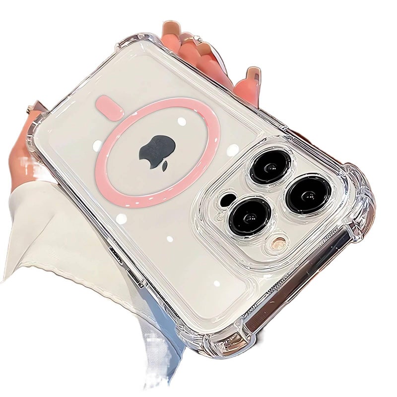 TPU MagSafe Case for iPhone 16 / 16 Plus / 16 Pro / 16 Pro Max with Shockproof and Drop Protection plus Shockproof plus Strong Magnetic plus Full Coverage in Pink - Image 1